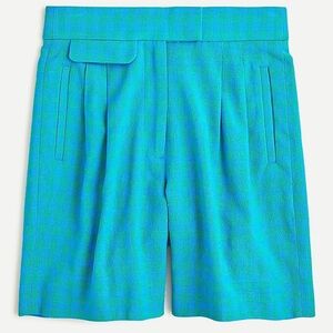J Crew Pleated High-Rise Short in Deep Blues Gingham NWT sz 8